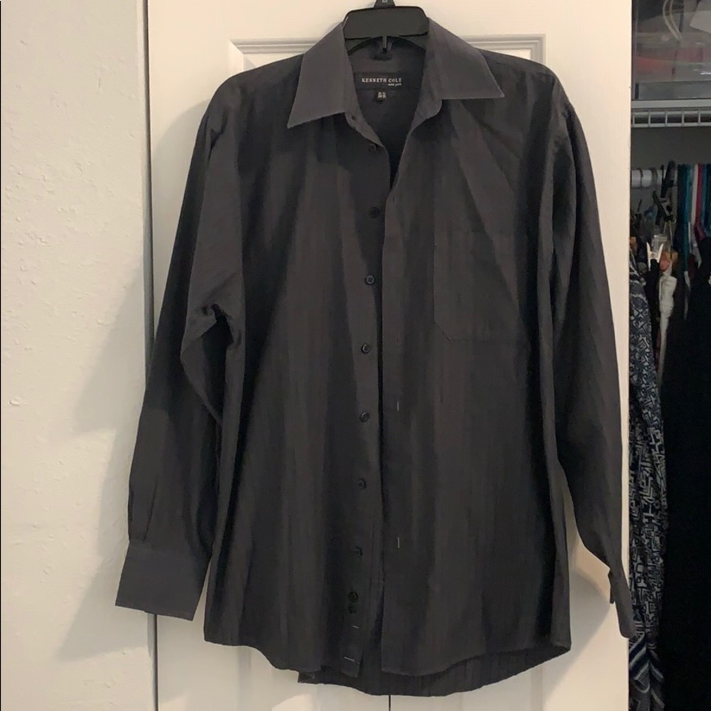 Men’s Dark Gray Button-Down Dress Shirt!